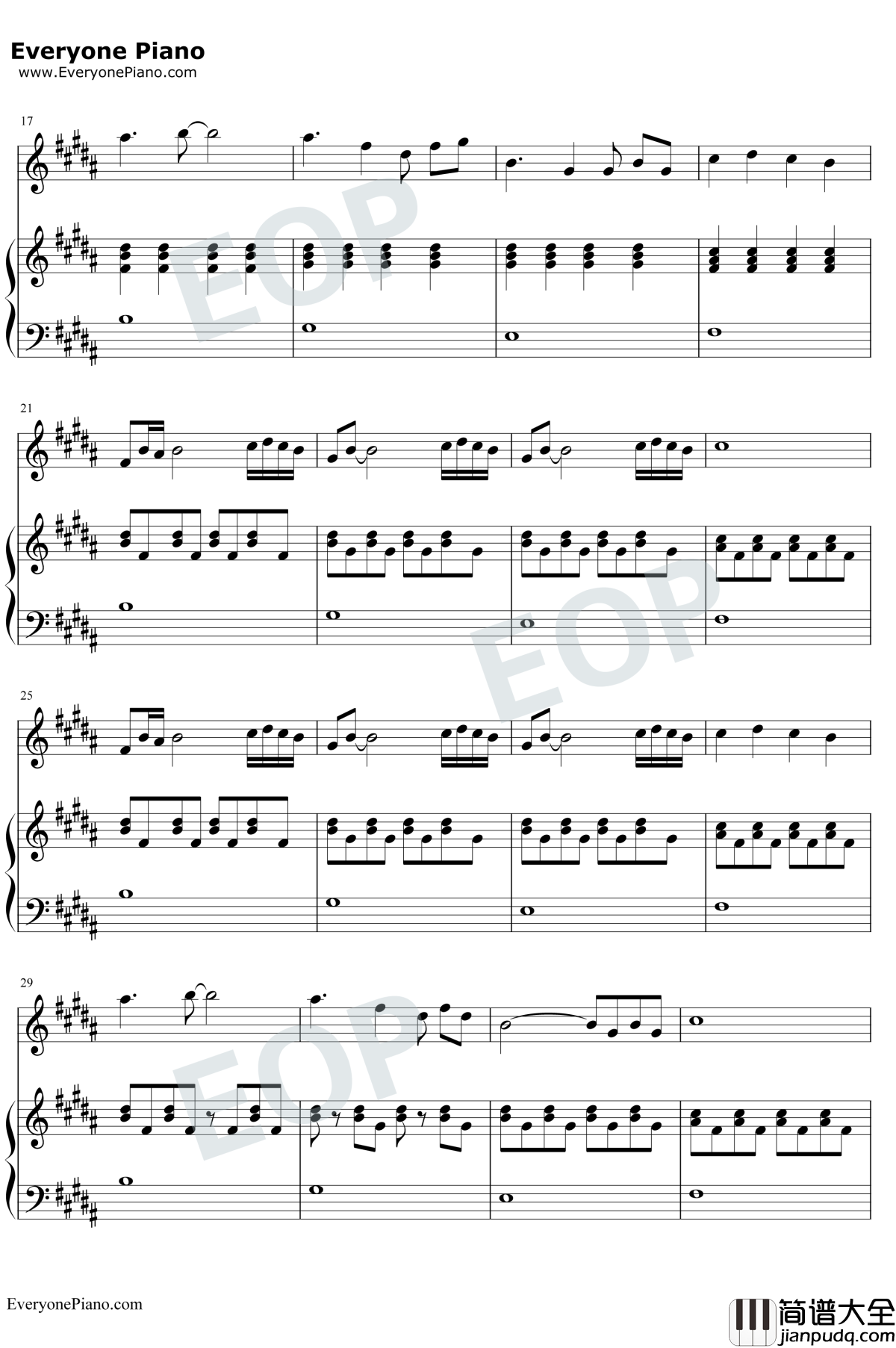 见与不见钢琴谱_张碧晨