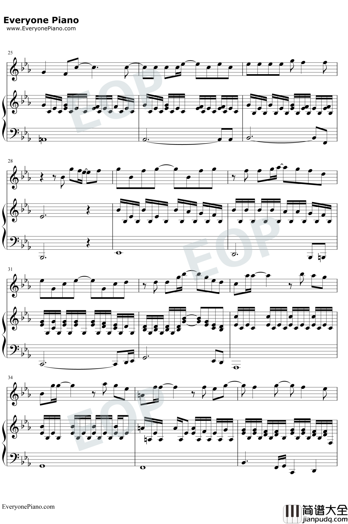 小幸运钢琴谱_金岐玟