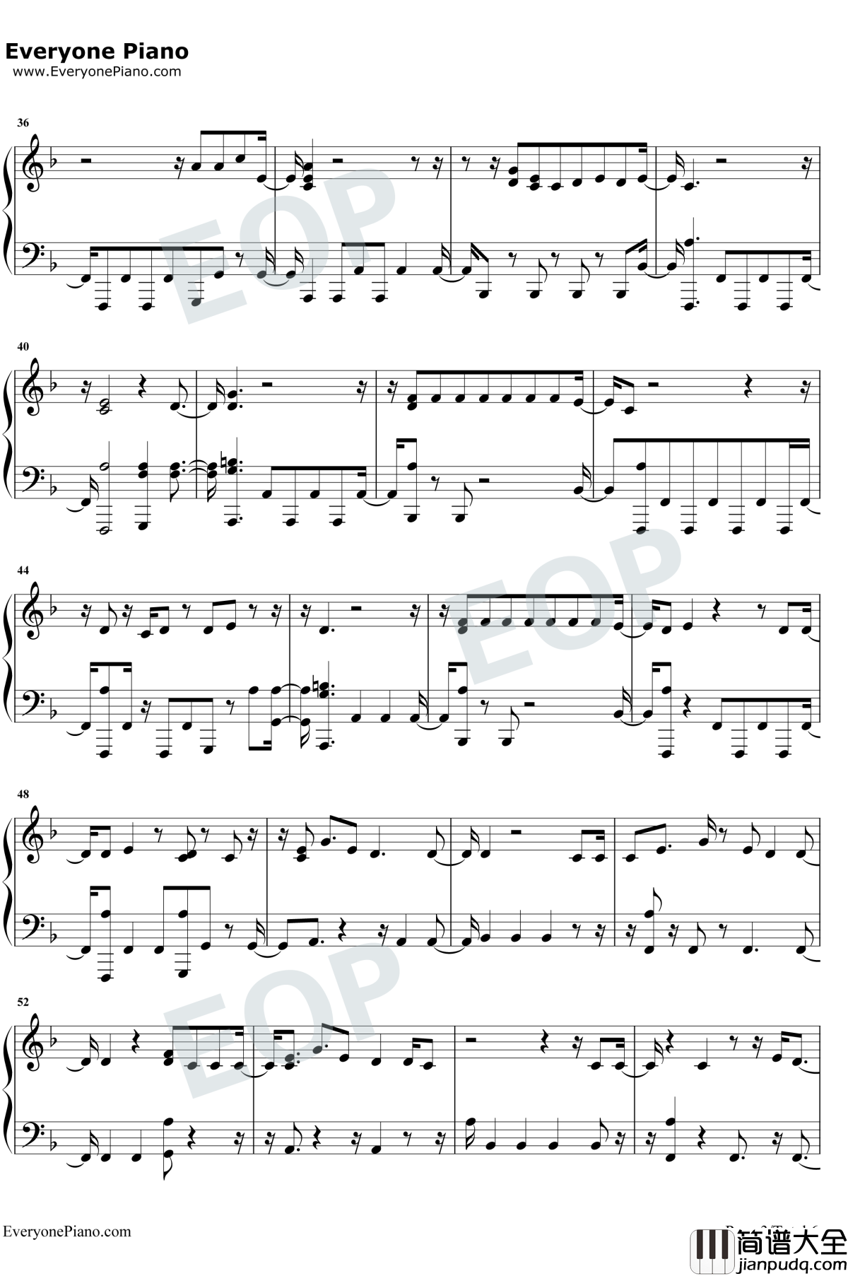 One_Kiss钢琴谱_Calvin_Harris_/_Dua_Lipa