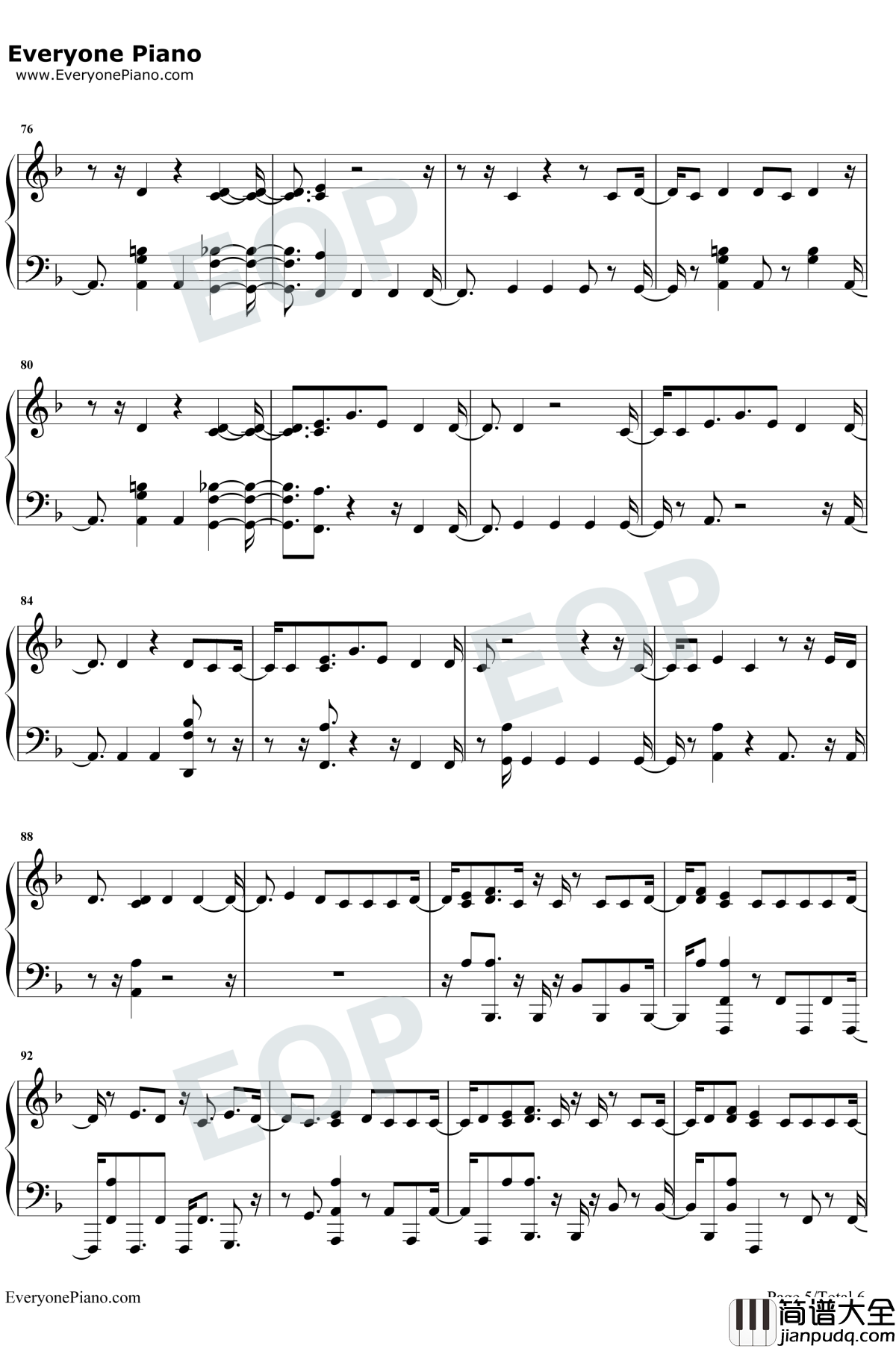 One_Kiss钢琴谱_Calvin_Harris_/_Dua_Lipa