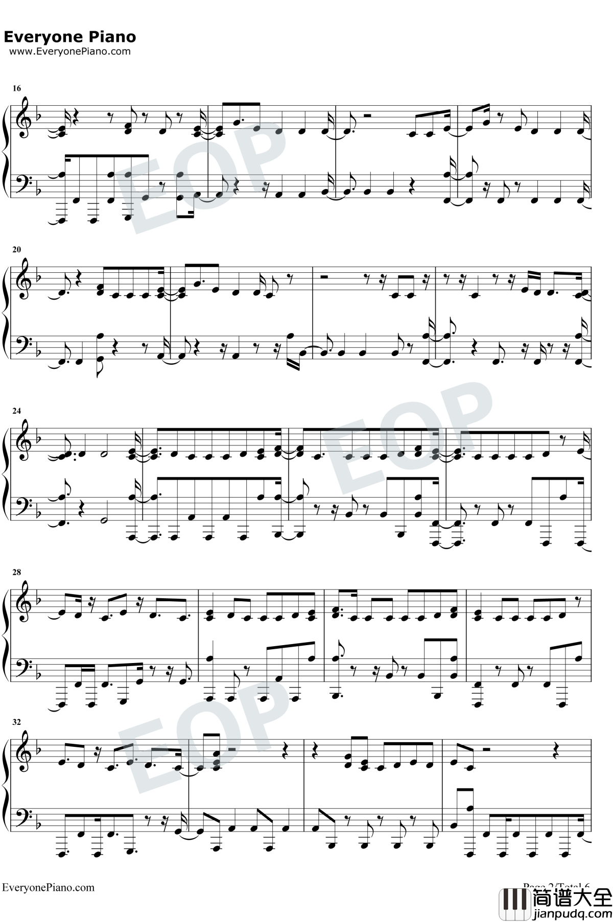 One_Kiss钢琴谱_Calvin_Harris_/_Dua_Lipa