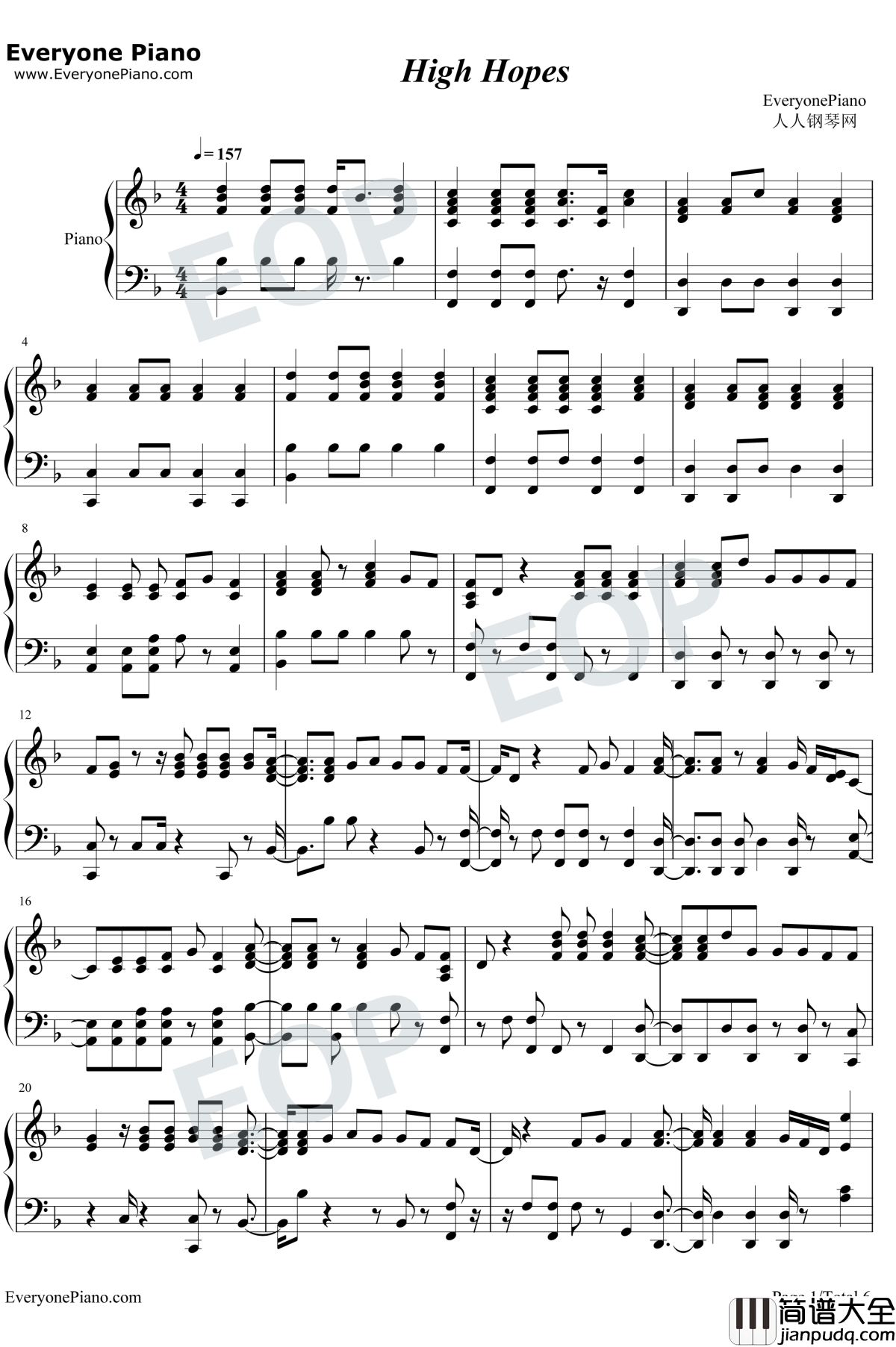 High_Hopes钢琴谱_Panic!_at_the_Disco