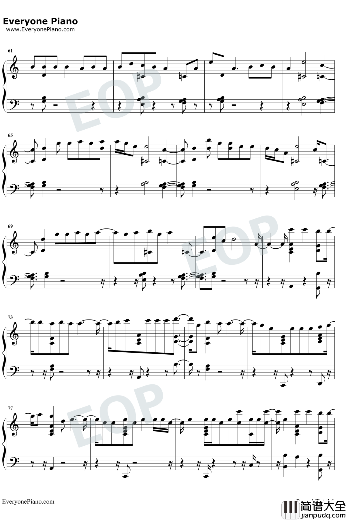 No_Tears_Left_To_Cry钢琴谱_Ariana_Grande