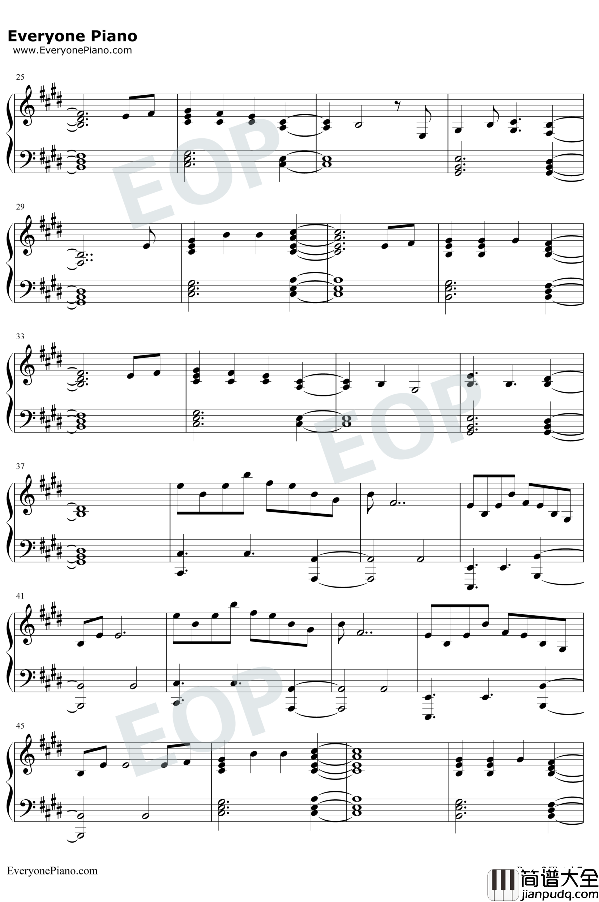 Everglow钢琴谱_Coldplay