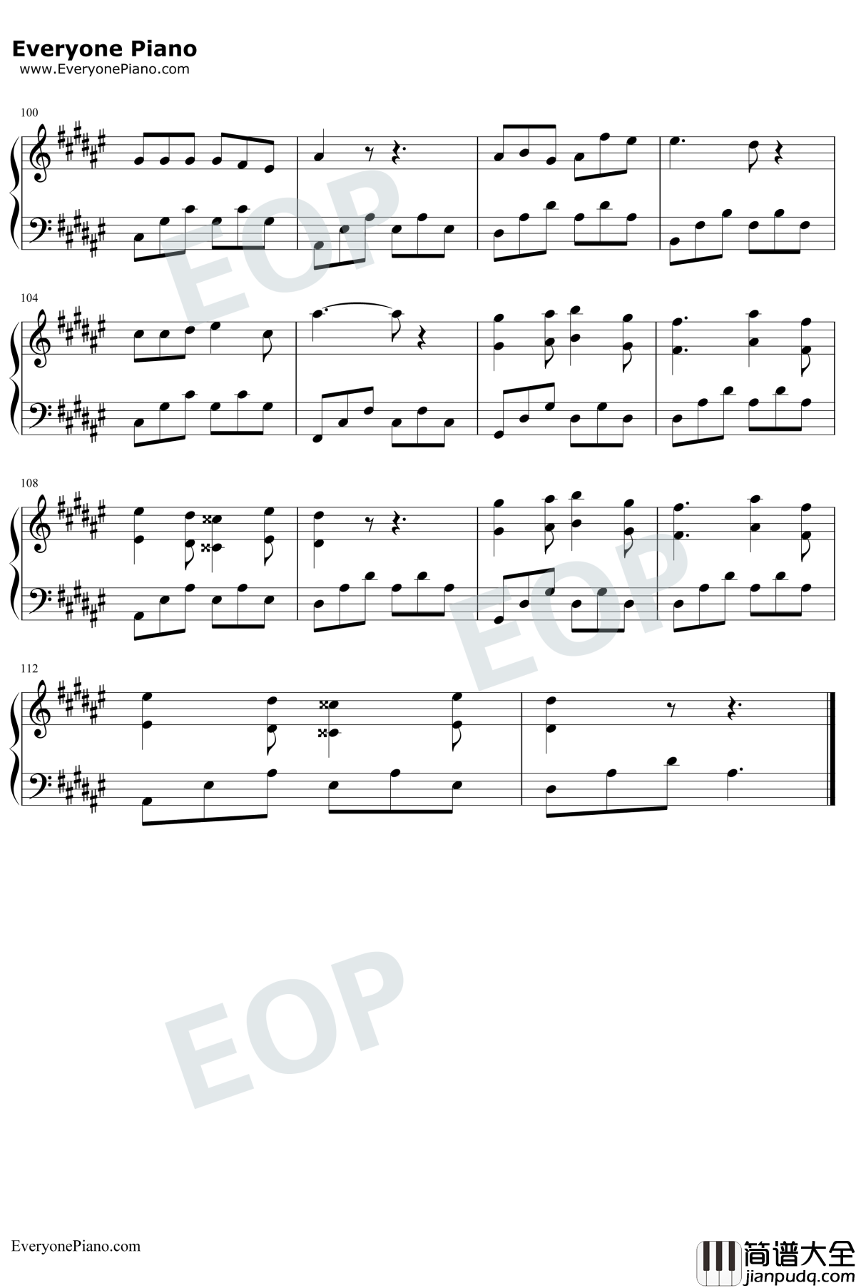 只要平凡钢琴谱_张杰/张碧晨_我不是药神主题曲