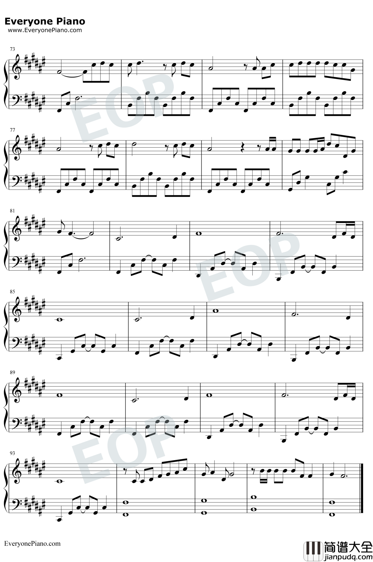 彩虹下面钢琴谱_赵雷_西虹市首富推广曲