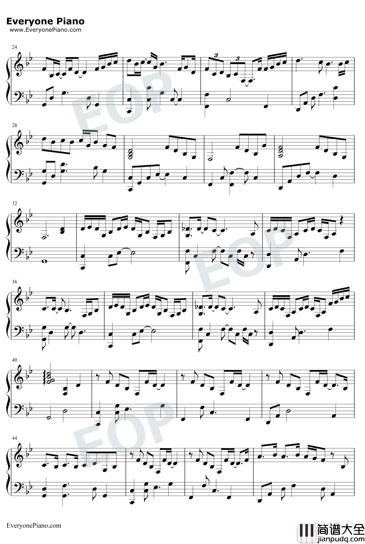 边走边爱钢琴谱_冯提莫