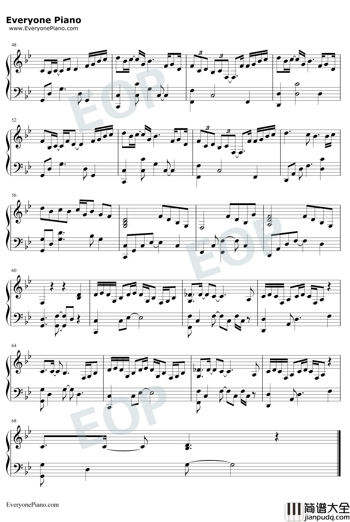 边走边爱钢琴谱_冯提莫