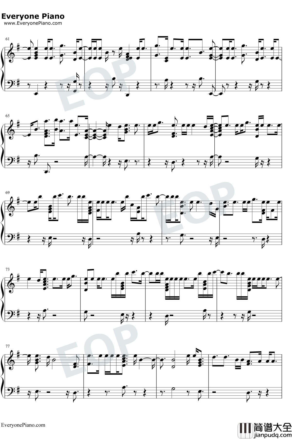 Mad_Love钢琴谱_Sean_Paul_/_David_Guetta_/_Becky_G