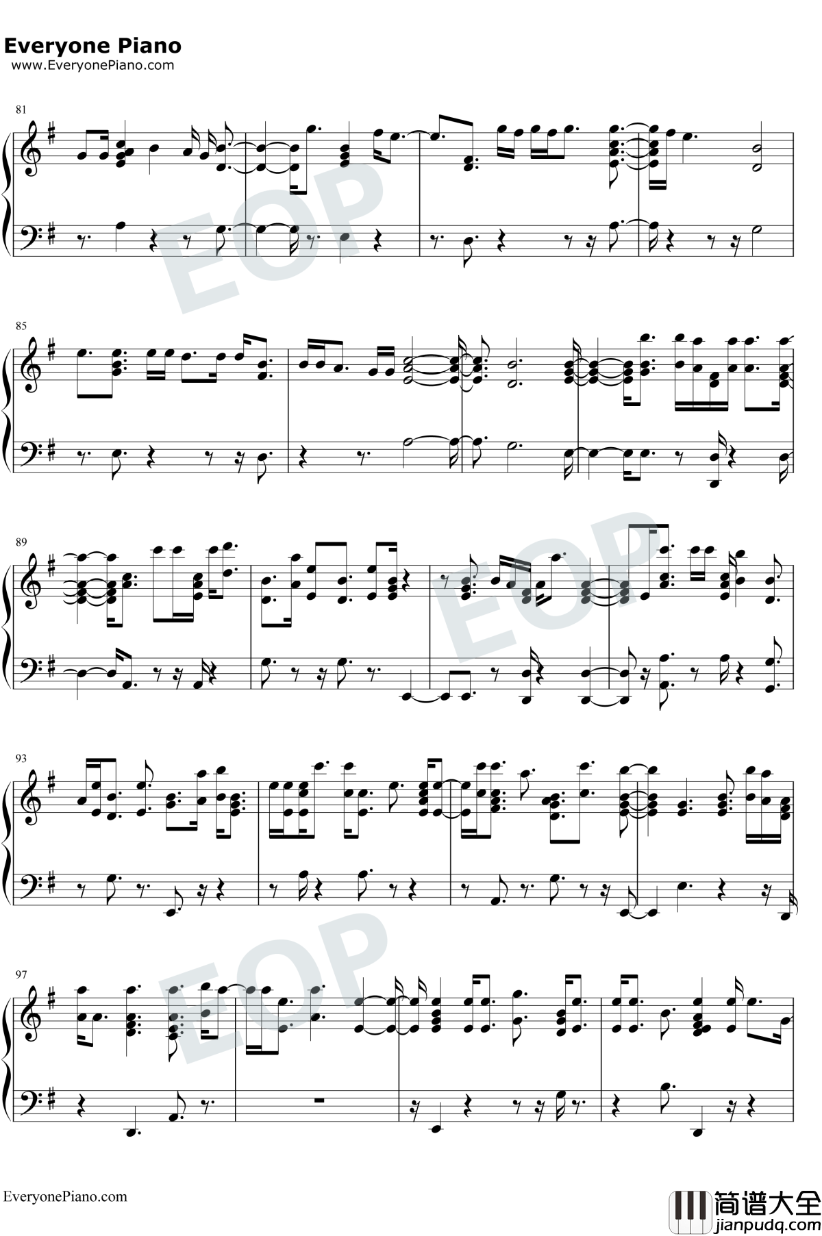 Mad_Love钢琴谱_Sean_Paul_/_David_Guetta_/_Becky_G