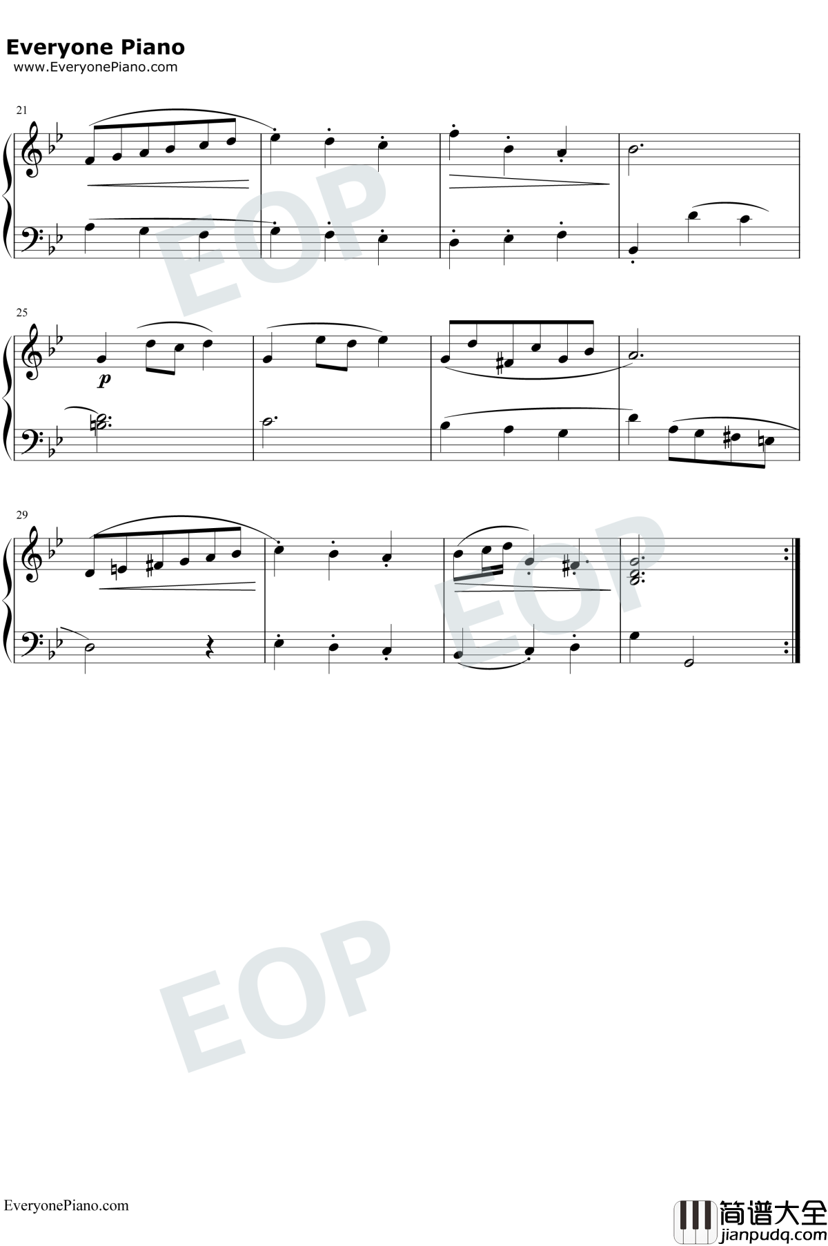 小步舞曲2钢琴谱_巴赫