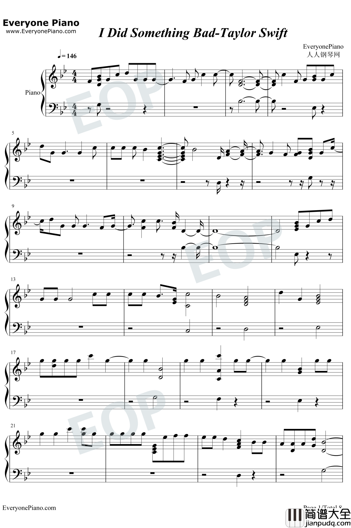 I_Did_Something_Bad钢琴谱_Taylor_Swift