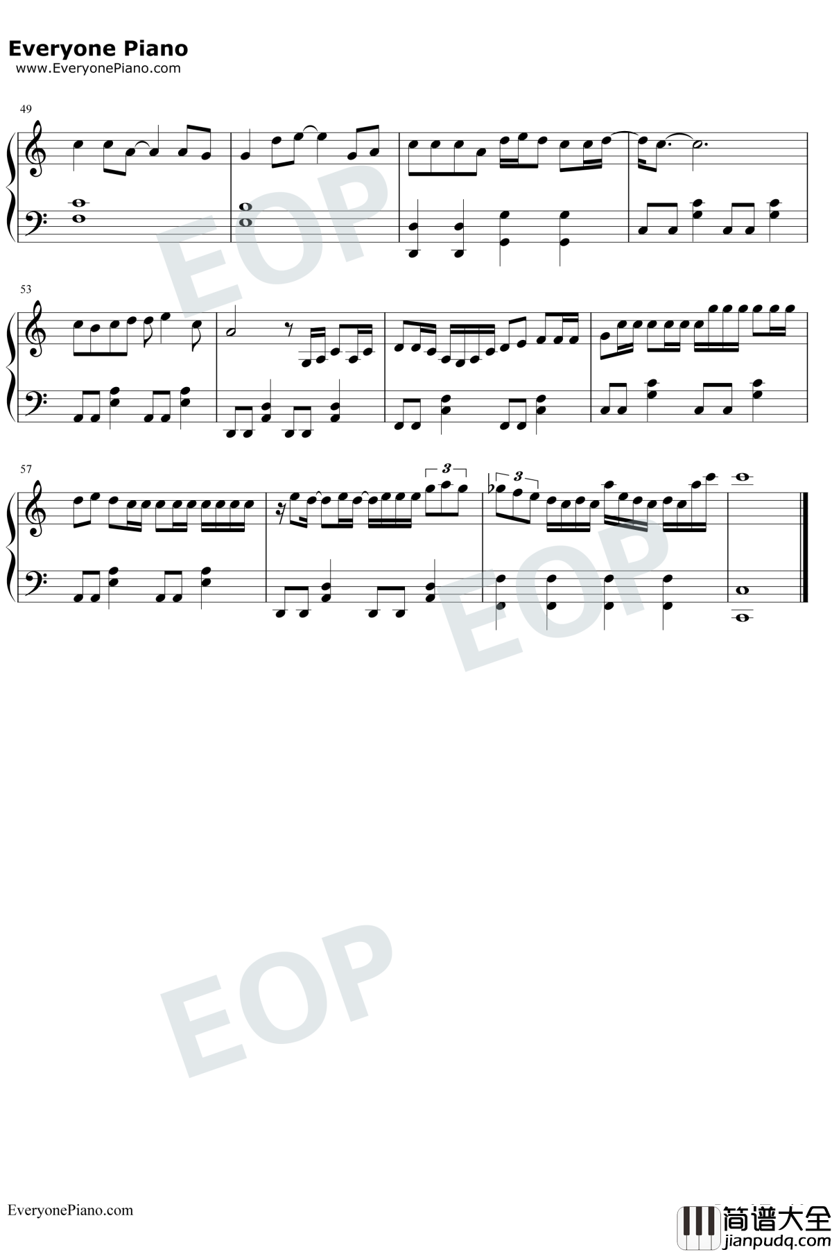 再见只是陌生人钢琴谱_庄心妍