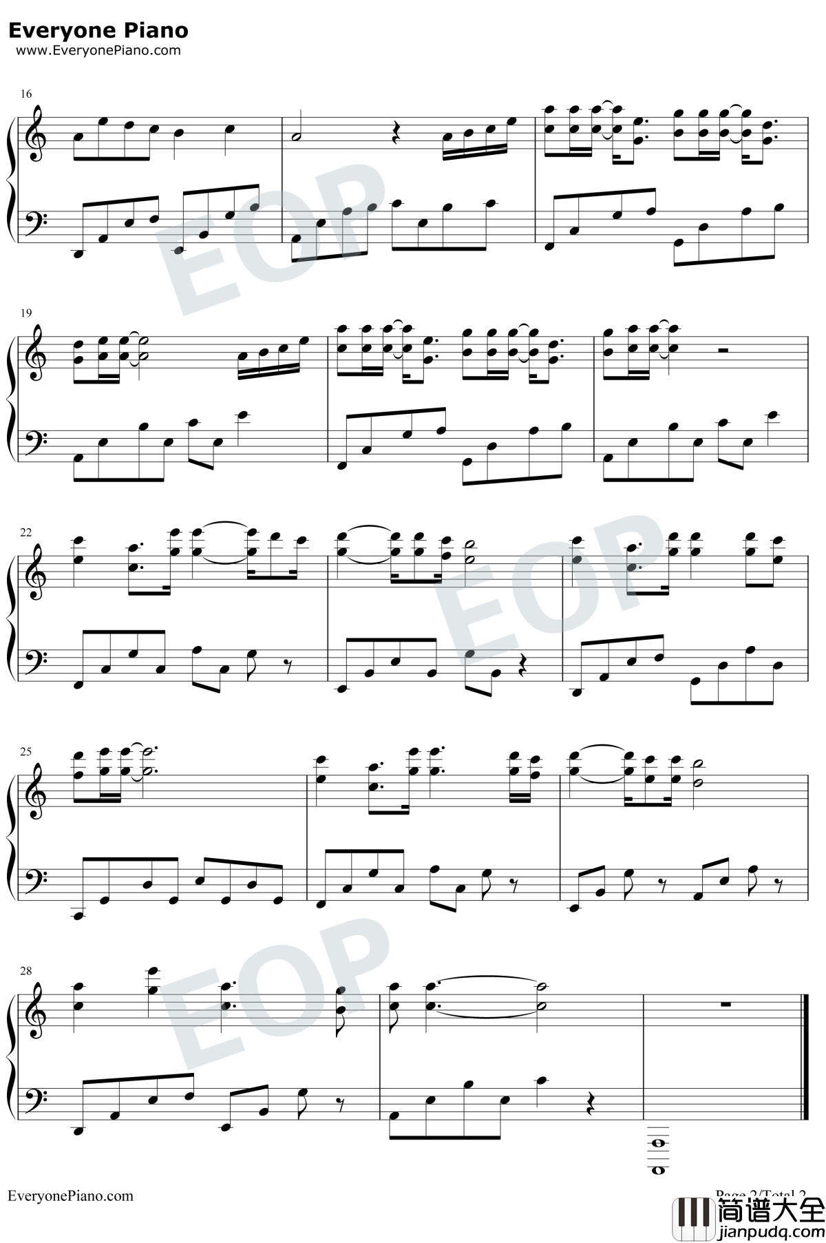 红墙叹钢琴谱_胡夏_延禧攻略片尾曲