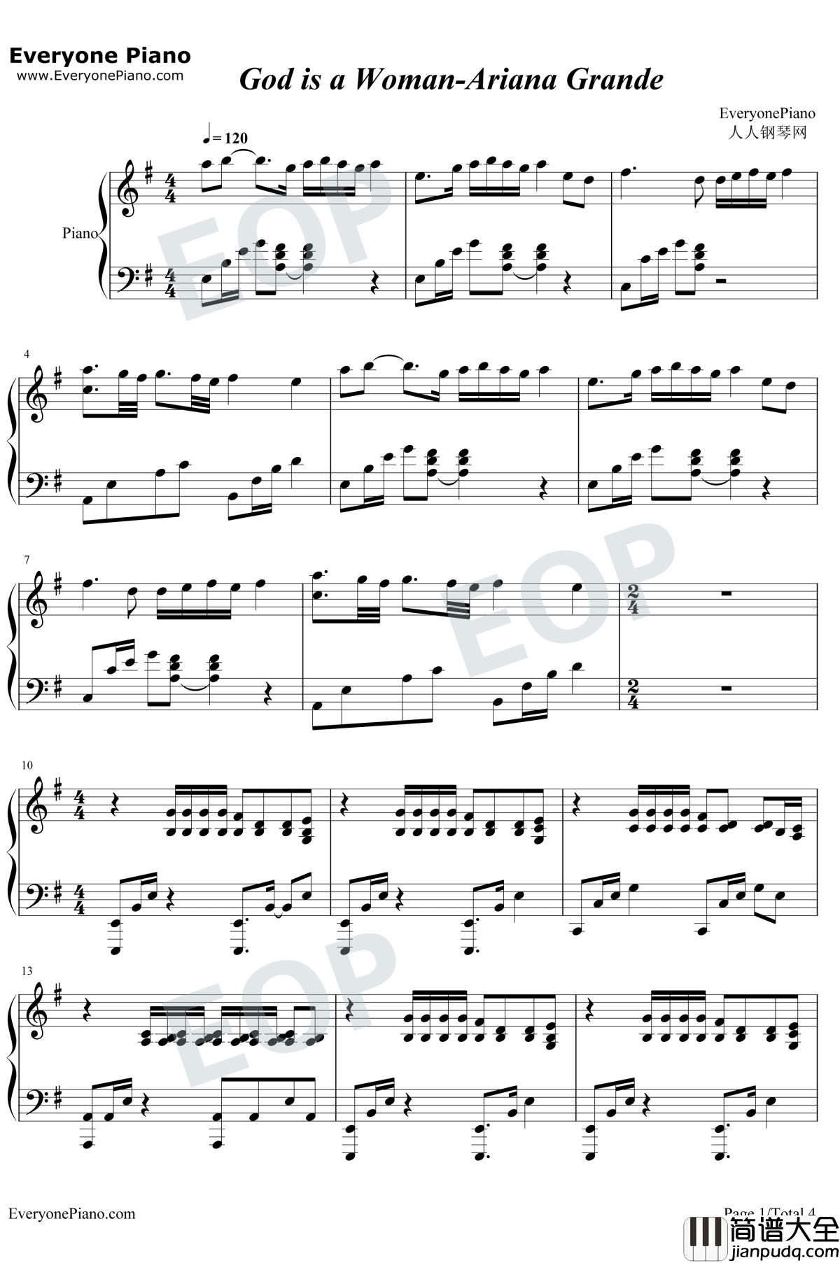 God_Is_a_Woman钢琴谱_Ariana_Grande