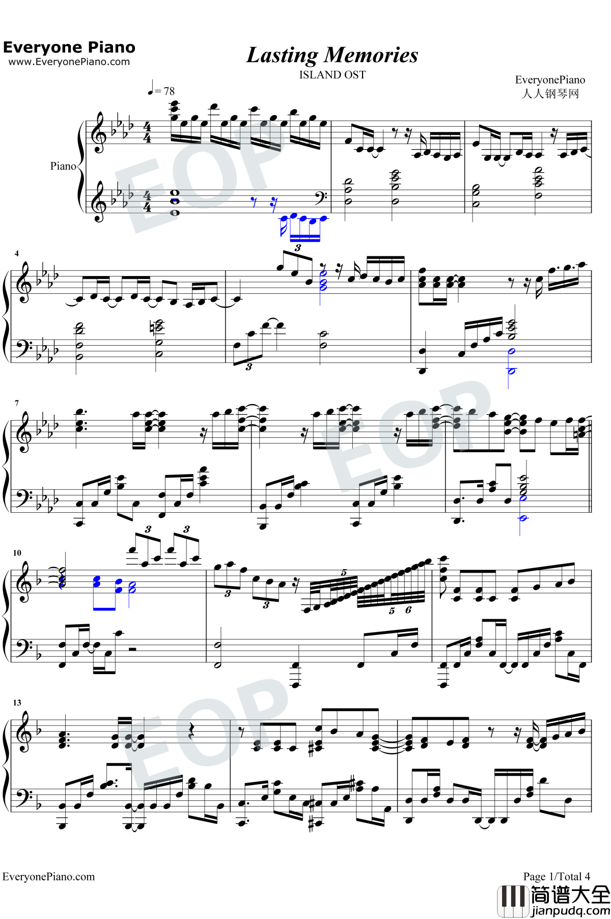 Lasting_Memories钢琴谱_田村由香里