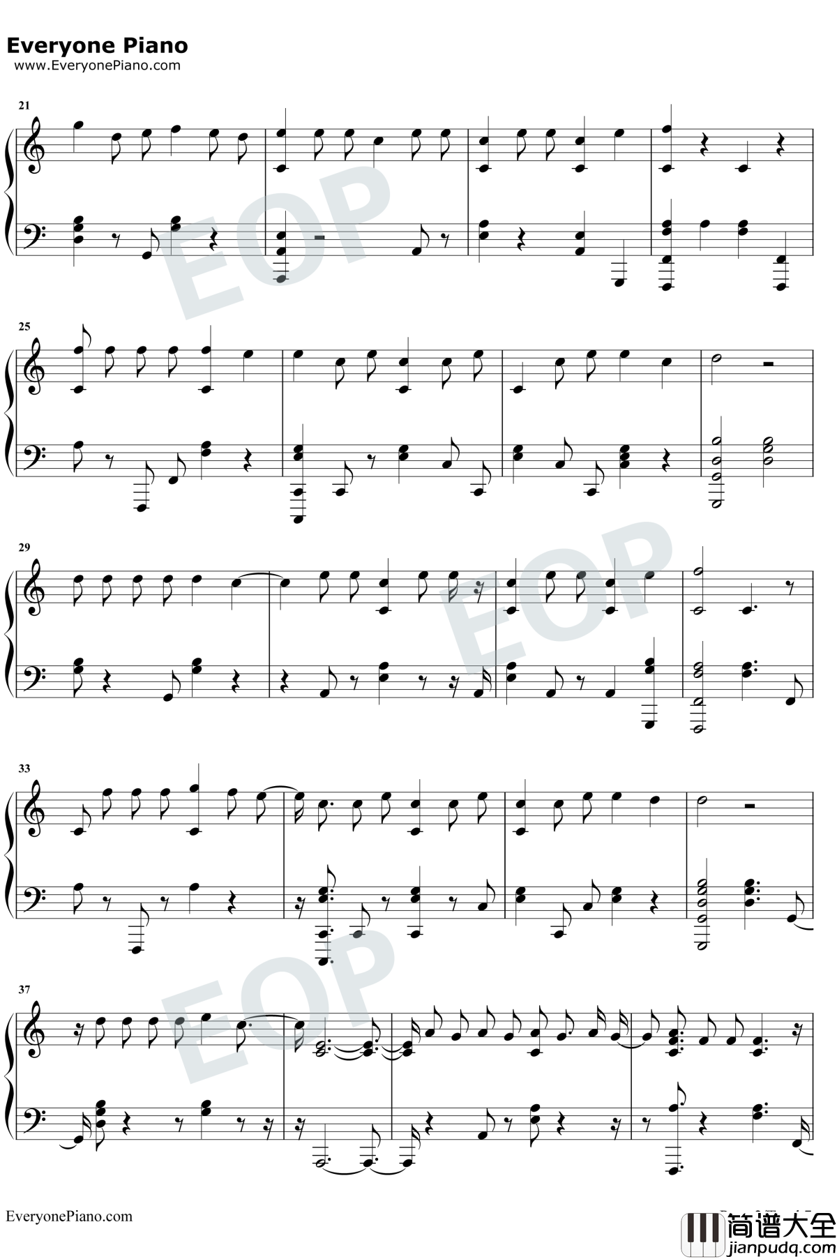 Échame_La_Culpa钢琴谱_Luis_Fonsi_/_Demi_Lovato