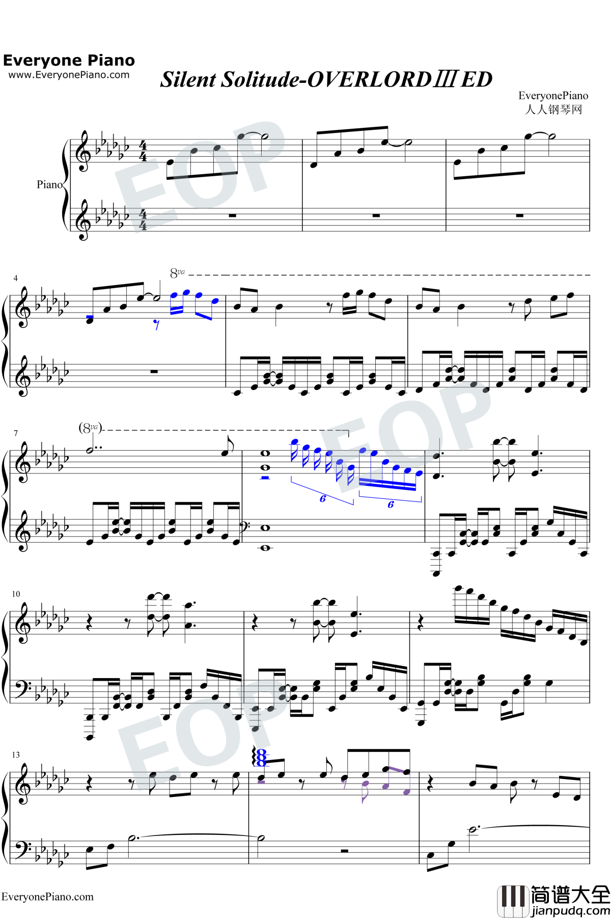 Silent_Solitude钢琴谱_OxT