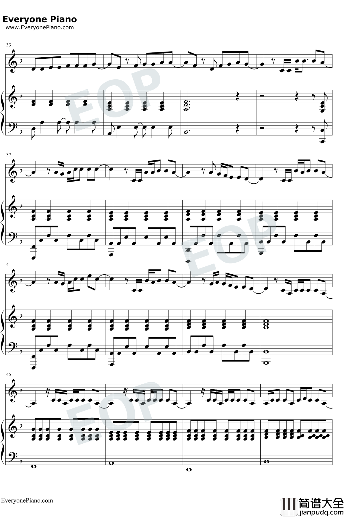 倒数钢琴谱_邓紫棋