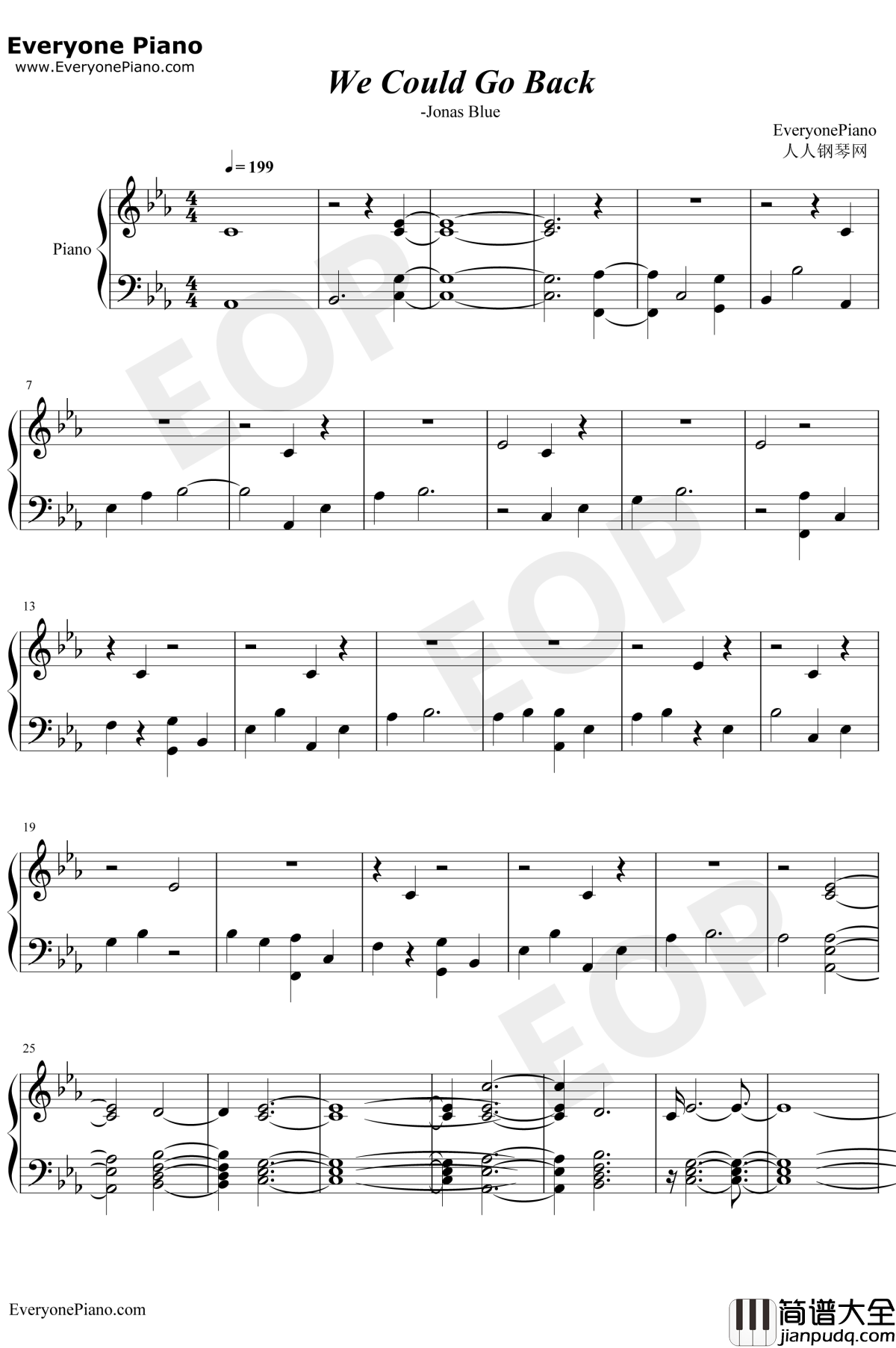 We_Could_Go_Back钢琴谱_Jonas_Blue