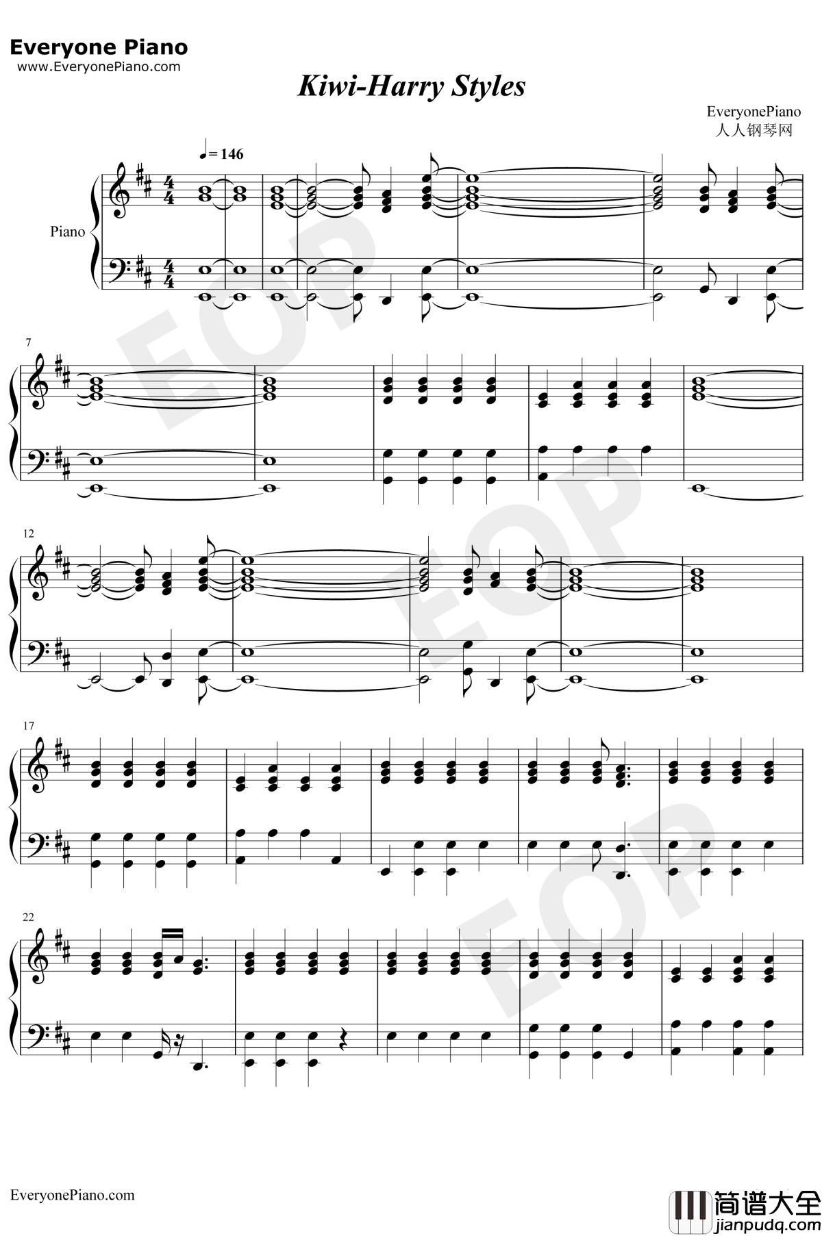 Kiwi钢琴谱_Harry_Styles_2017年维多利亚秘密秀秀场音乐