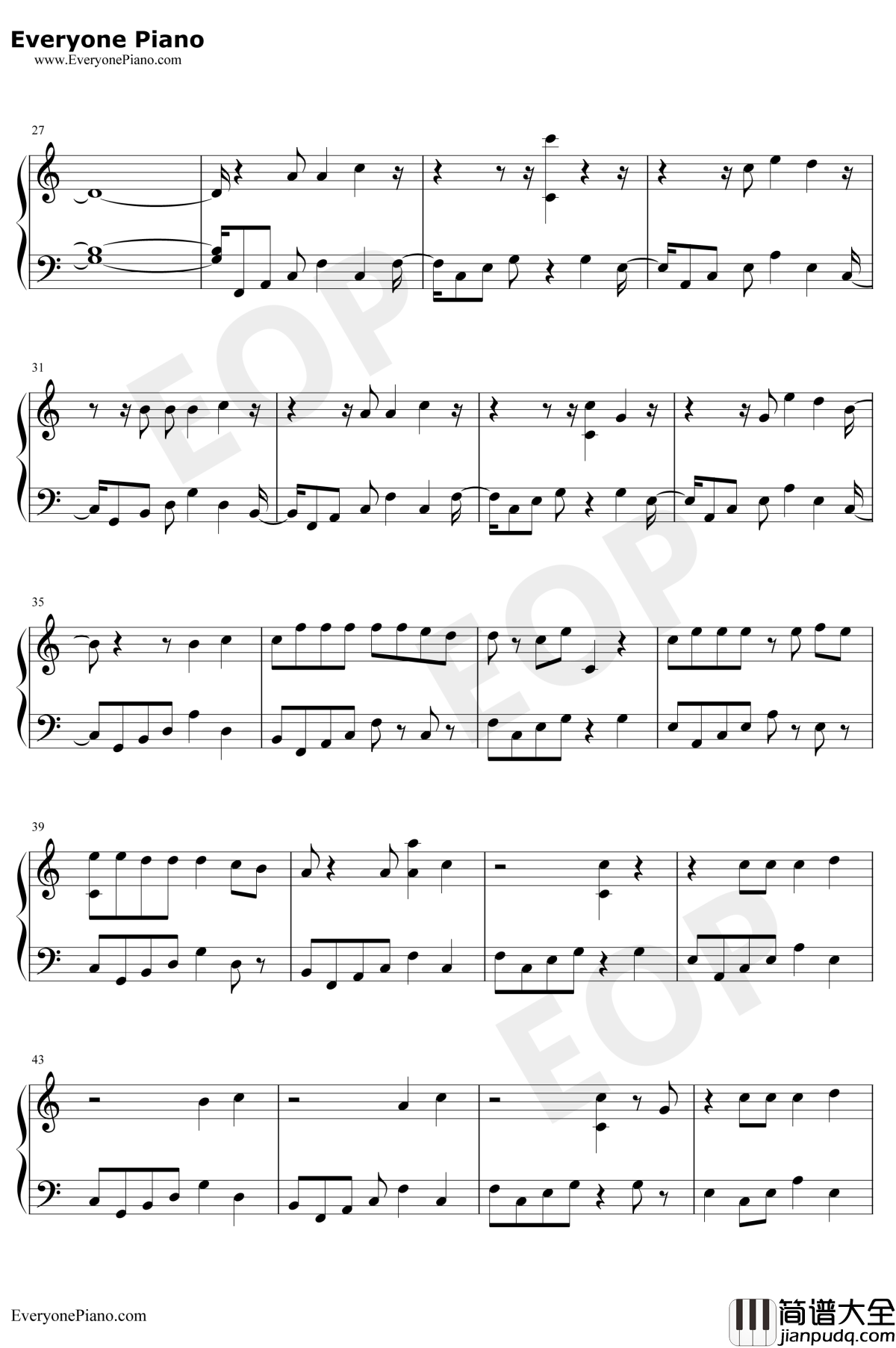 Too_Much_To_Ask钢琴谱_Niall_Horan