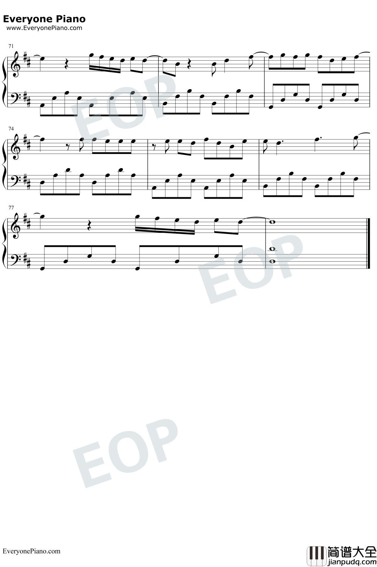 不爱我就拉倒钢琴谱_周杰伦_完整版