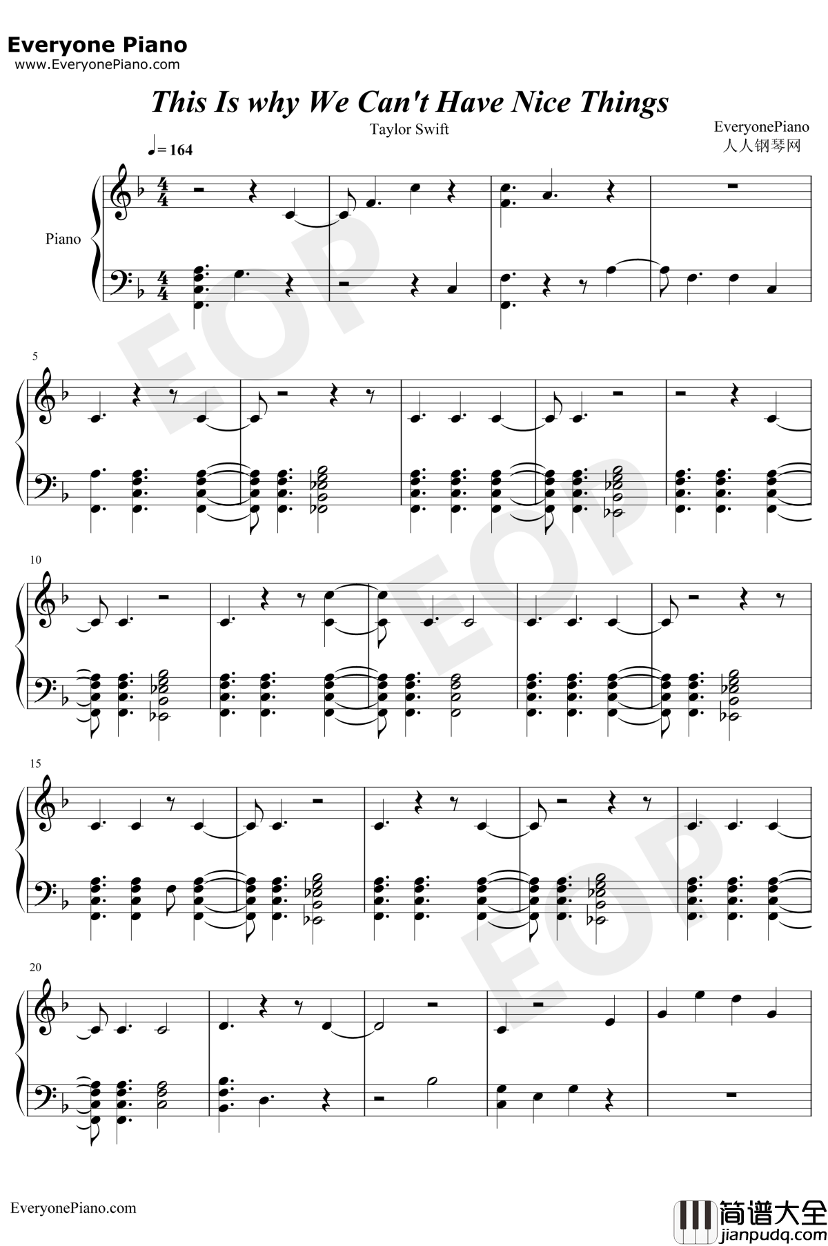 This_Is_Why_We_Can't_Have_Nice_Things钢琴谱_Taylor_Swift
