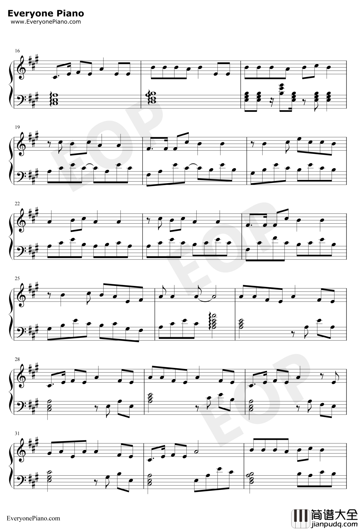 穷开心钢琴谱_花儿乐队