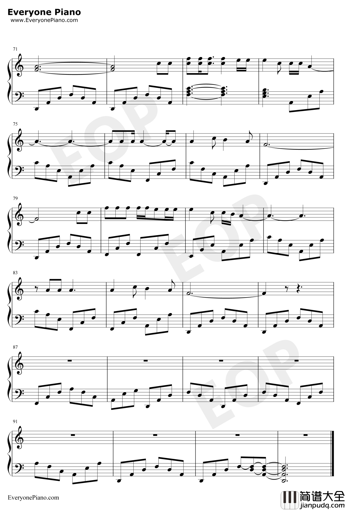 TheNightWeMet钢琴谱_LordHuron_十三个原因OST