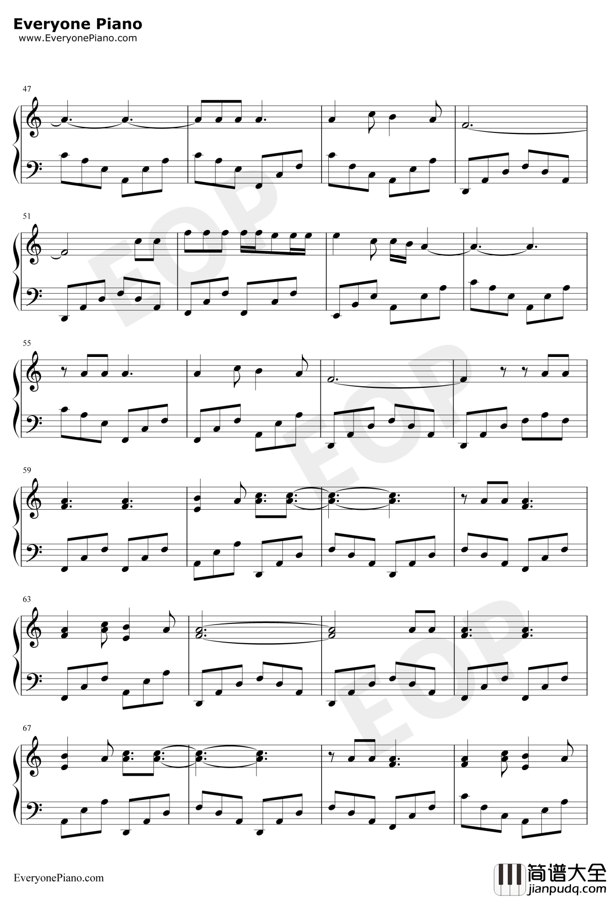 TheNightWeMet钢琴谱_LordHuron_十三个原因OST