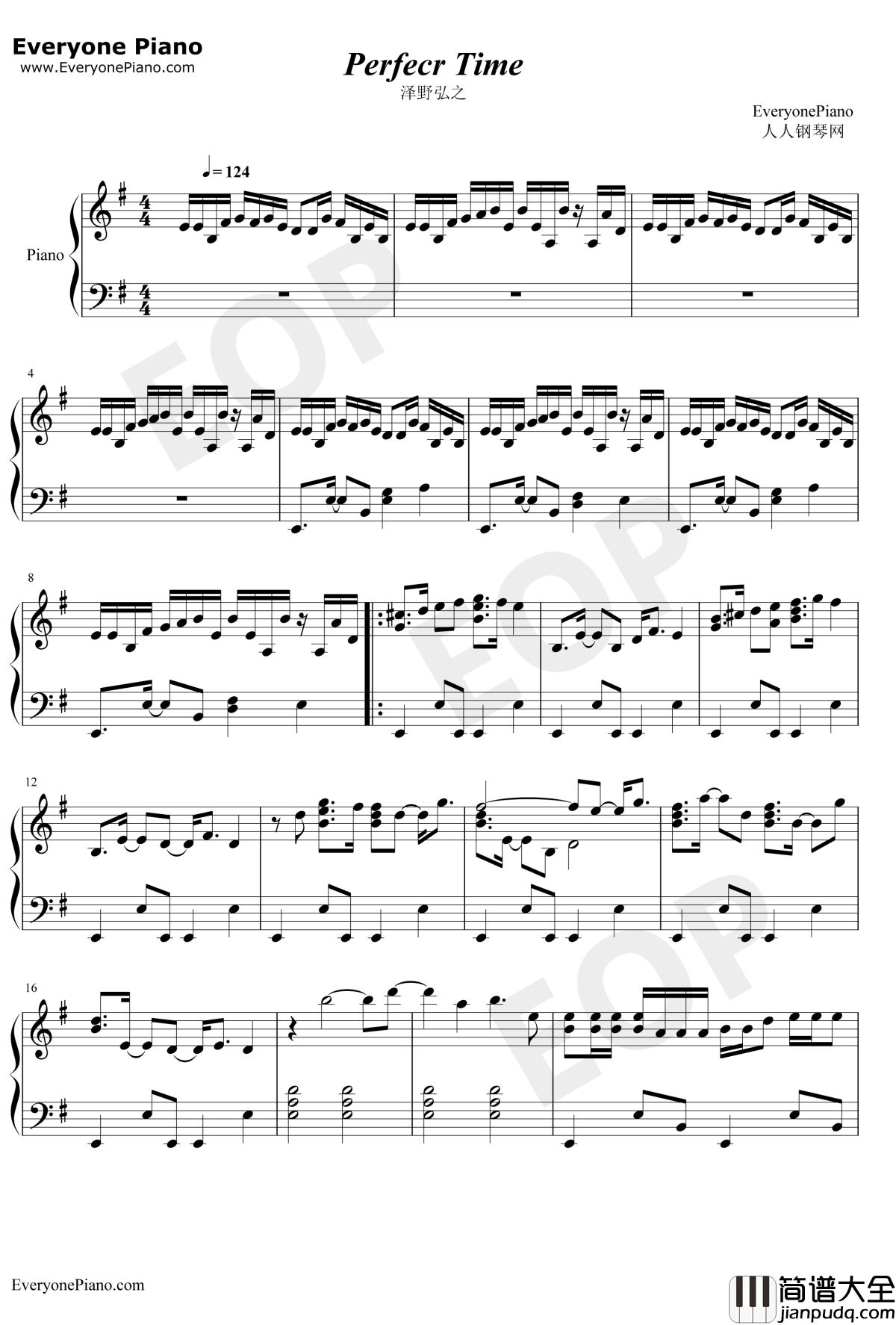 Perfect_Time钢琴谱_泽野弘之_断剑神曲