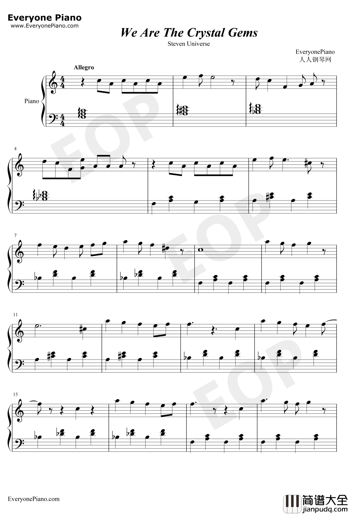 We_Are_The_Crystal_Gems钢琴谱_Zach_Callison_/_Estelle_/_Michaela_Dietz/Deedee_Magno_Hall