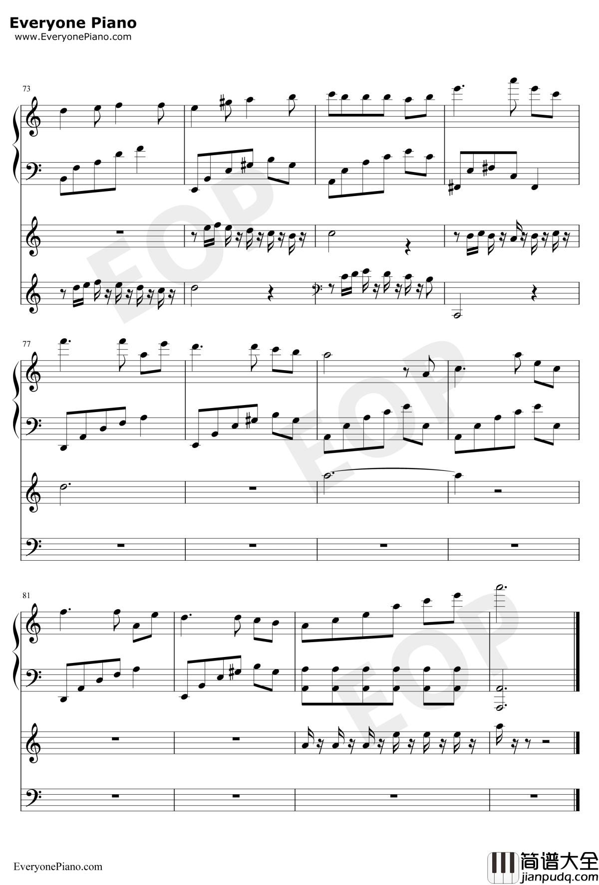 隐没的天使钢琴谱_石进_夜的钢琴曲IV