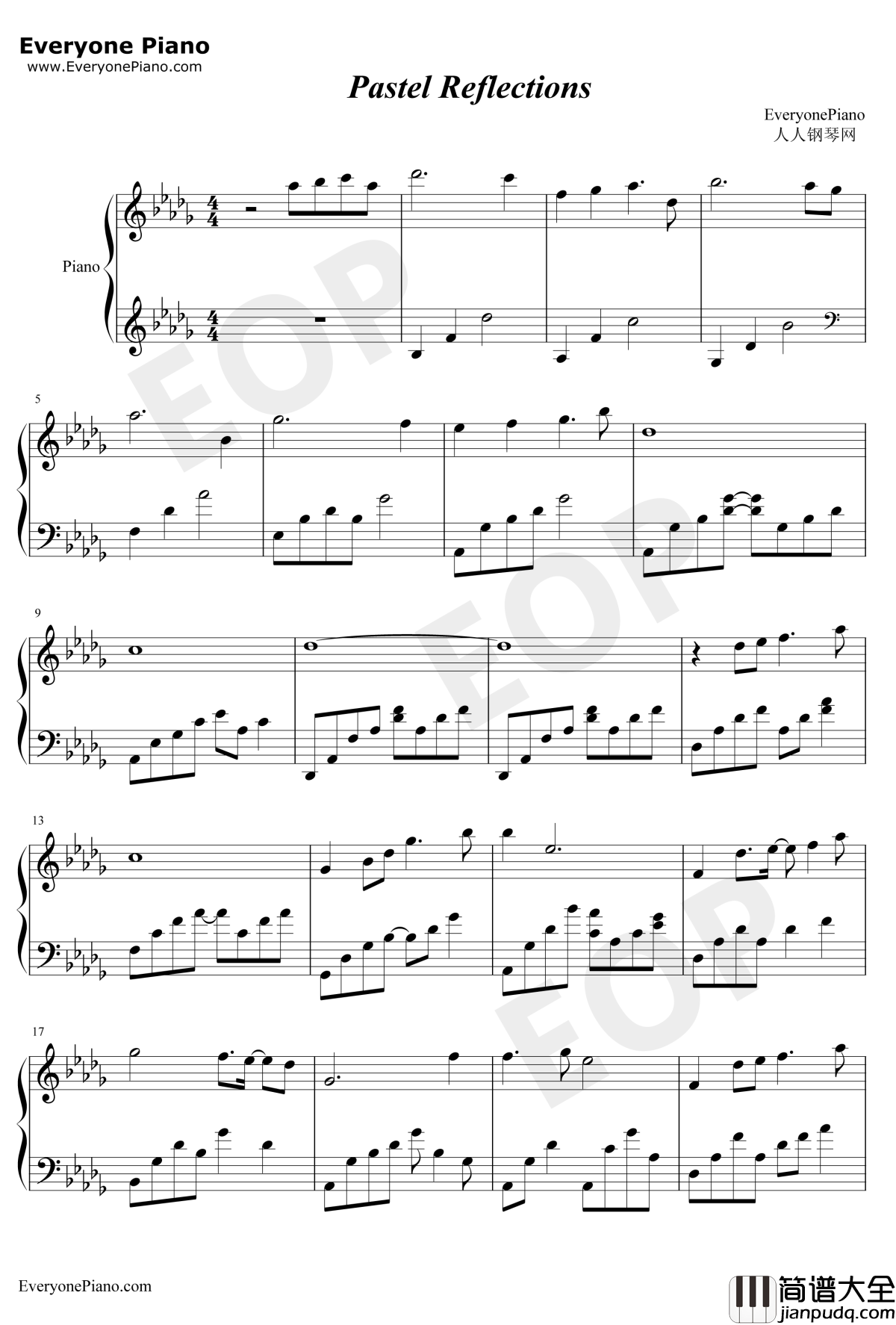 Pastel_Reflections钢琴谱_Kevin_Kern_浮光掠影
