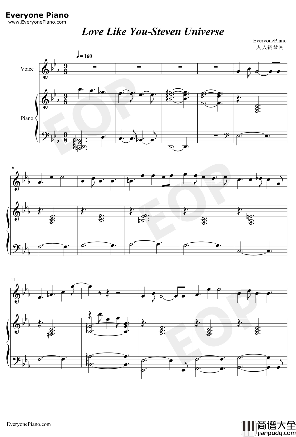 Love_Like_You钢琴谱_Rebecca_Sugar_史帝芬宇宙ED