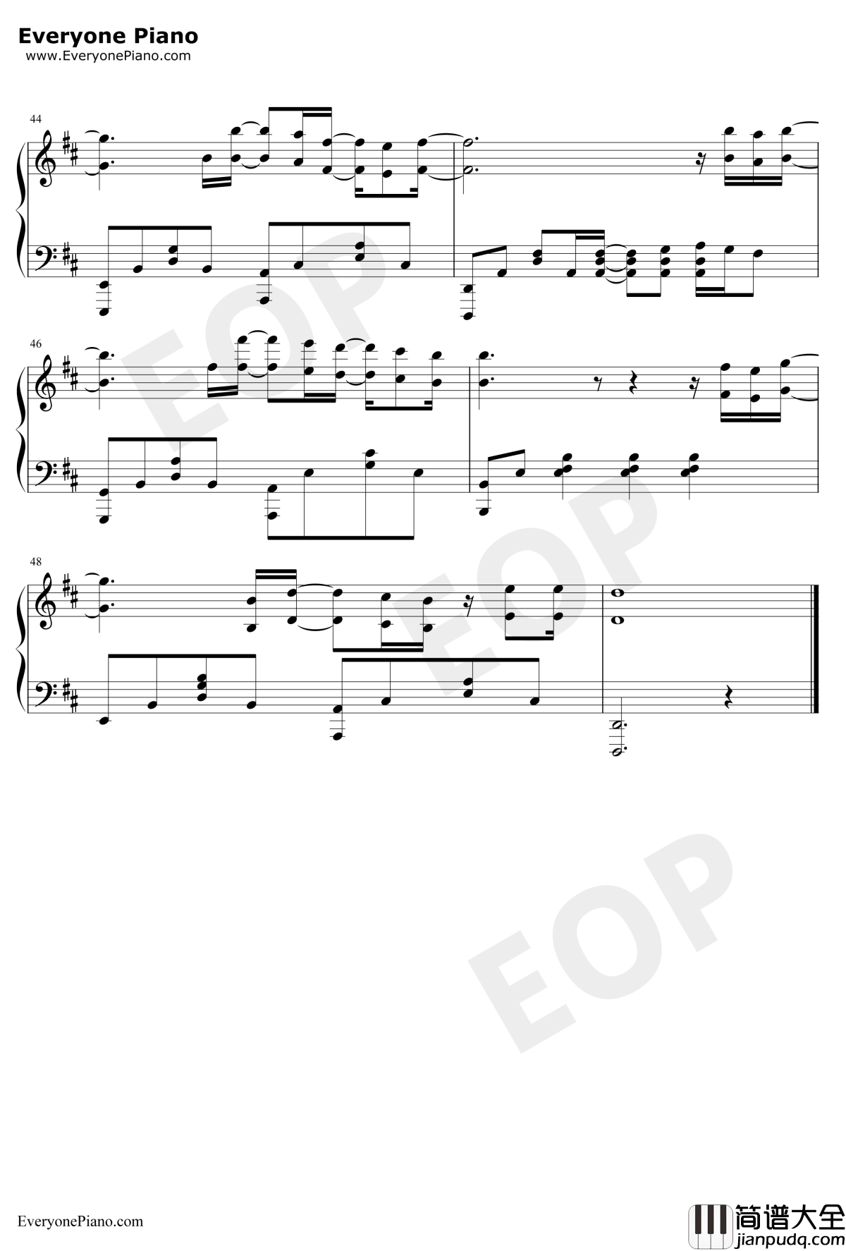 别钢琴谱_薛之谦_独奏版