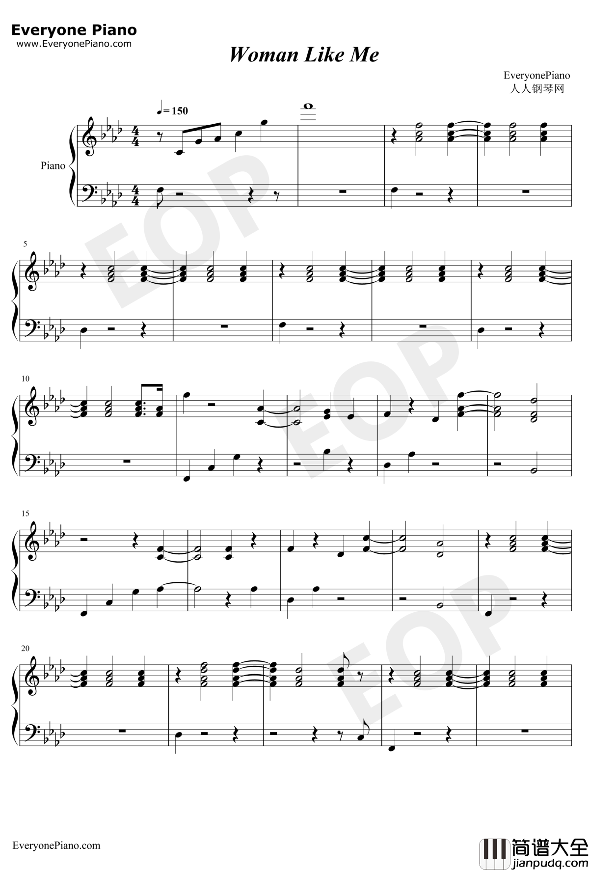 Woman_Like_Me钢琴谱_Little_Mix_/_Nicki_Minaj