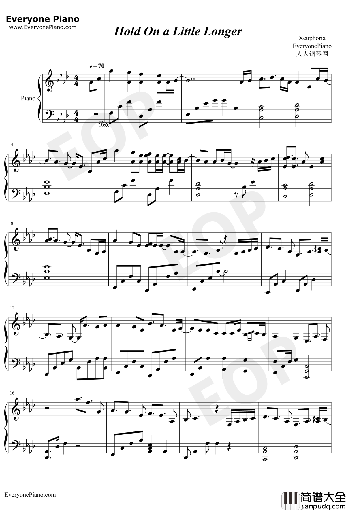 Hold_On_a_Little_Longer钢琴谱_Xeuphoria