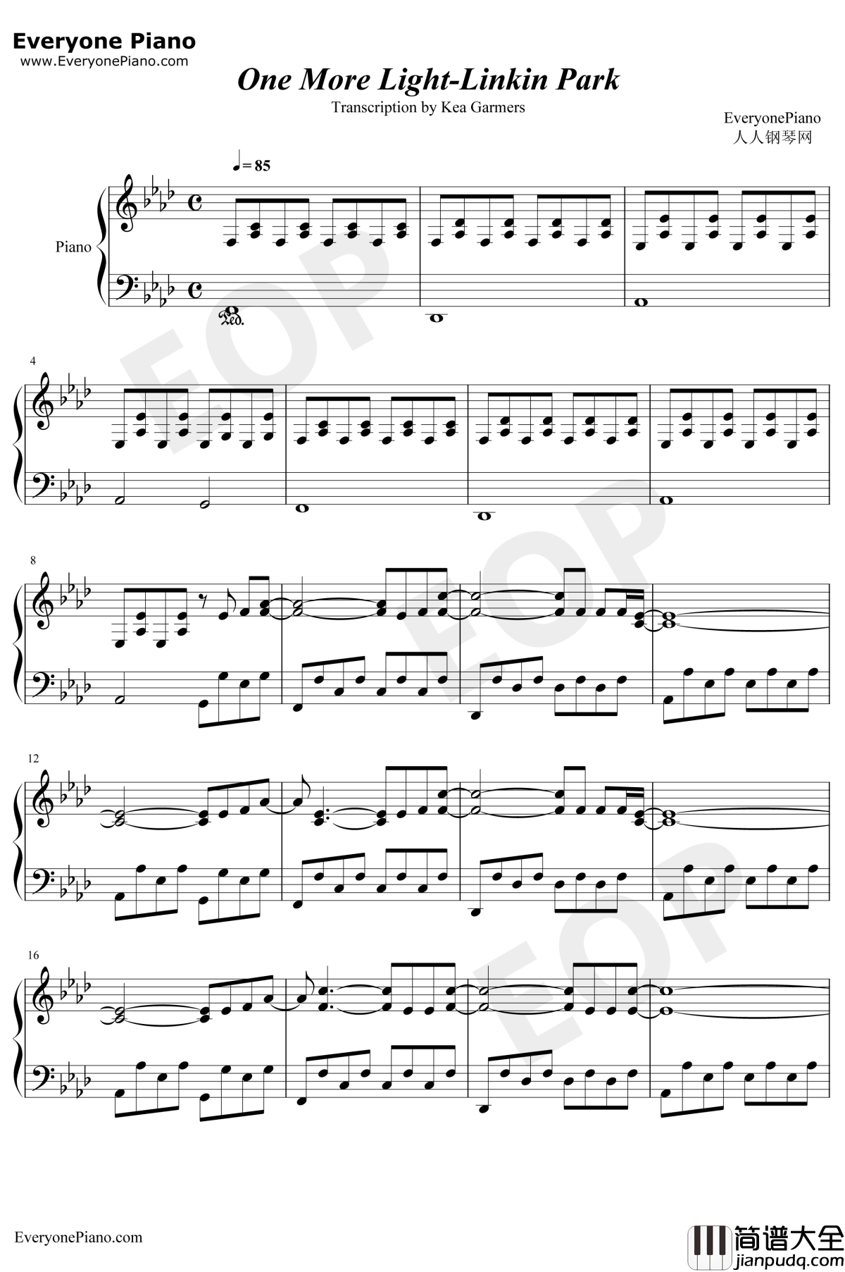 One_More_Light钢琴谱_Linkin_Park
