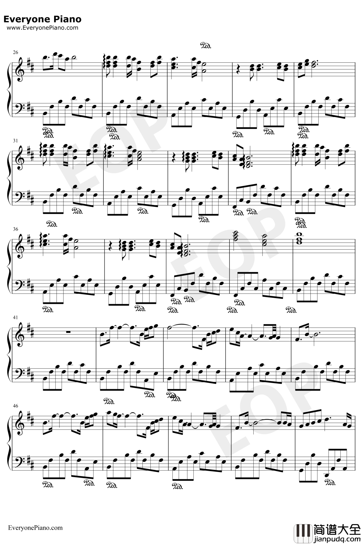 天也不懂情钢琴谱_飞鹰三姝_新白娘子传奇配乐