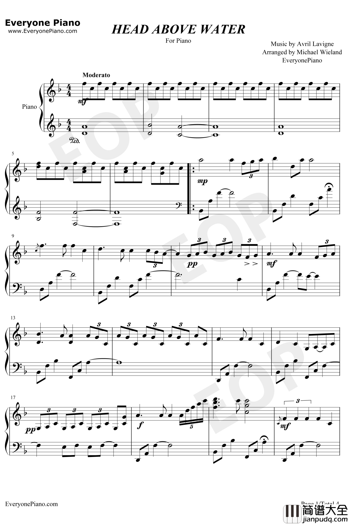 Head_Above_Water钢琴谱_Avril_Lavigne