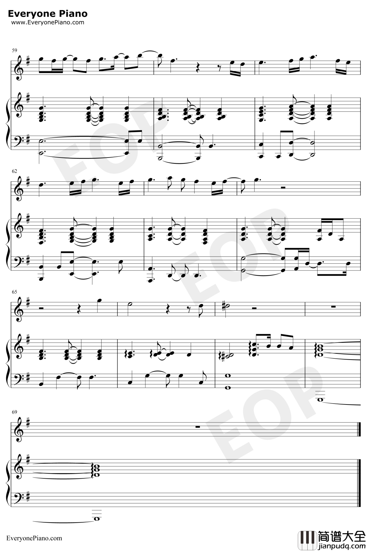 有心人钢琴谱_邓紫棋