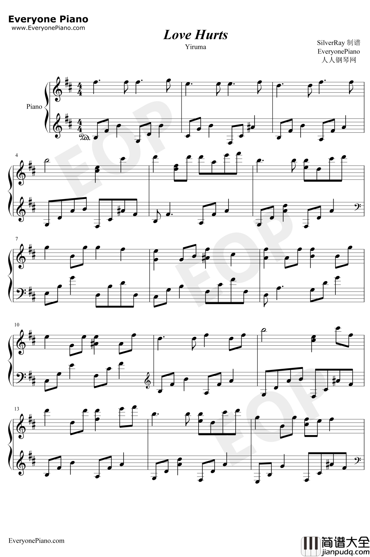 Love_Hurts钢琴谱_李闰珉