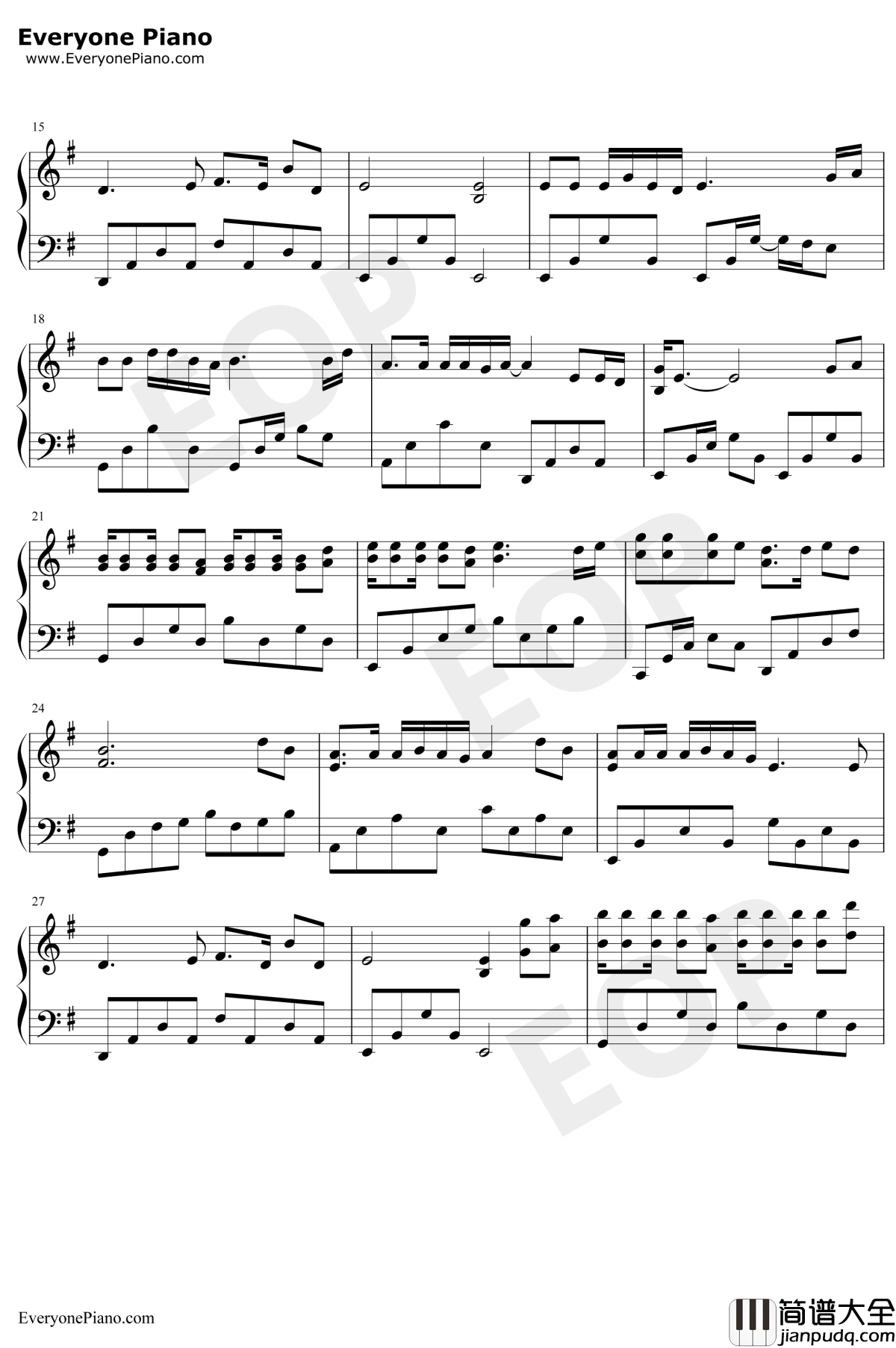 拥抱你离去钢琴谱_张北北_如果亲爱的心痛不爱的保重难爱的却成空_抖音小黄鸭