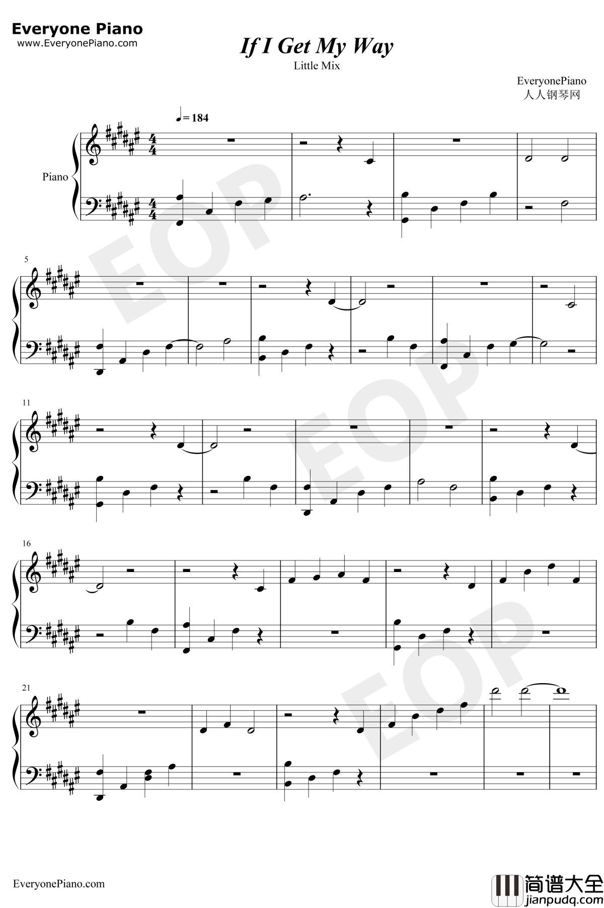 If_I_Get_My_Way钢琴谱_Little_Mix