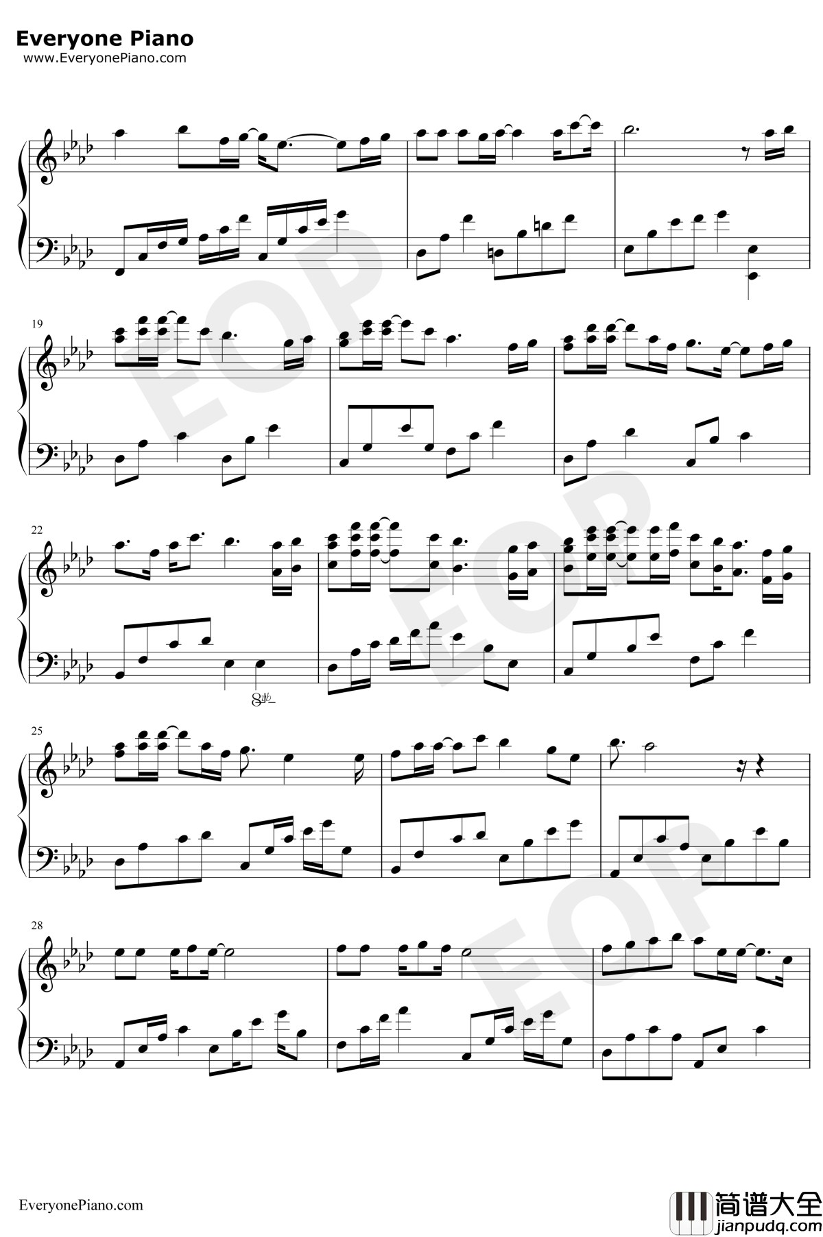 该死的温柔钢琴谱_马天宇