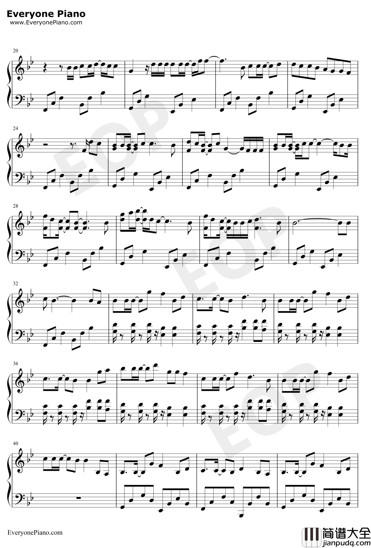 Way_Back_Home钢琴谱_SHAUN_一开口都想恋爱了_抖音神曲