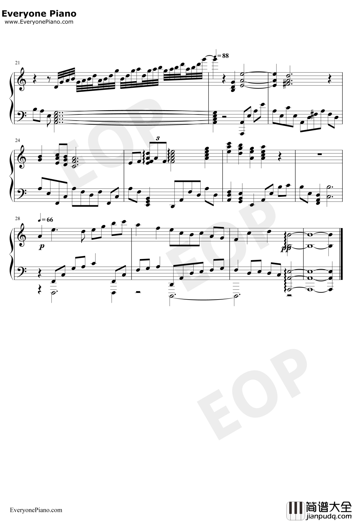 黒闇と白雪～クルザス西部高地：夜～钢琴谱_祖坚正庆_最终幻想14苍穹之禁城游戏原声