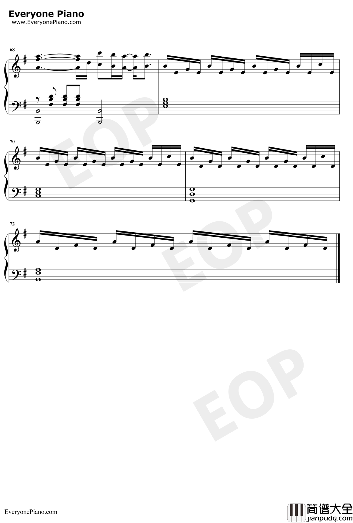 漂流钢琴谱_张碧晨_惊涛飓浪中国区推广曲_句句入心好听至极